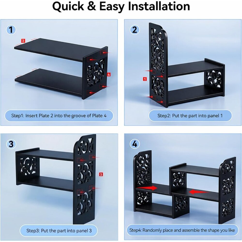 Desk Shelves Desktop Orgnizer Shelf-Black Office Organization for Top of Adjusta - Picture 8 of 8